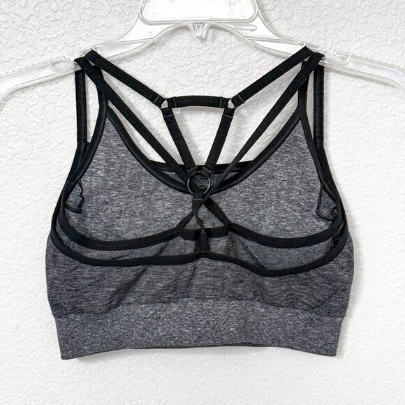 Gymshark Adapt Marl Seamless Sports Bra Medium Heather Gray Strappy Lt Support - Picture 2 of 4